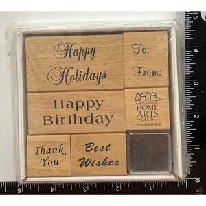 Creative Home Arts Club Rubber Stamp Set holiday birthday thank you to from